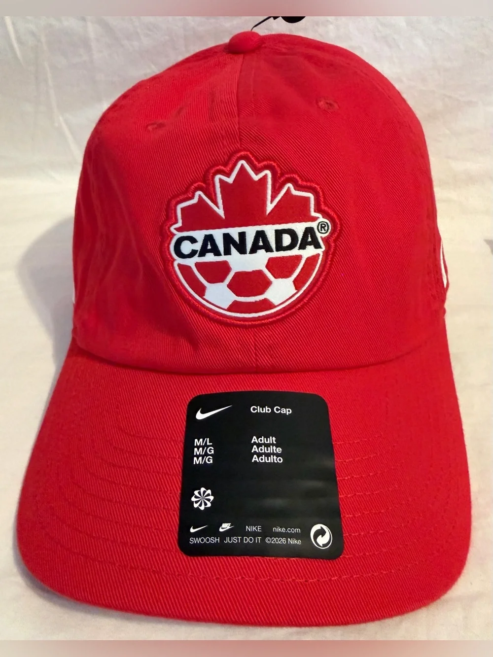Nike Canada National Team Red Soccer Club Cap Adjustable Unisex Adult Size
